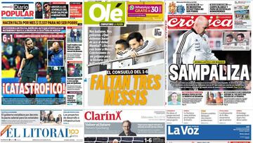 Portadas de la prensa argentina después del España 6 - Argentina 1.