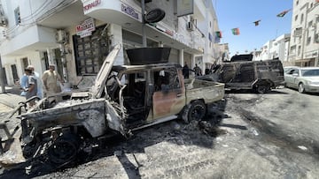 TRIPOLI, LIBYA - MAY 13: A view of destroyed vehicles following the clash between Libyan security forces and the militia group called "Stability Support Apparatus" on the Abu Salim area of Tripoli, Libya on May 13, 2025. (Photo by Hazem Turkia/Anadolu via Getty Images) LIBIA TRIPOLI