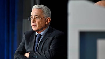 LEXINGTON, KENTUCKY - APRIL 08: Álvaro Uribe Vélez, Former President, The Republic of Colombia, speaks onstage during the 2022 Concordia Lexington Summit - Day 2 at Lexington Marriott City Center on April 08, 2022 in Lexington, Kentucky. (Photo by Jon Cherry/Getty Images for Concordia )