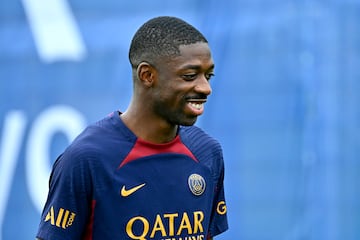 Ousmane Dembélé, durante un entrenamiento con el PSG.