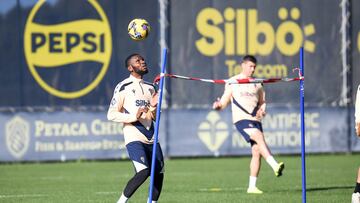 Kouamé en un entrenamiento en la Ciudad Deportiva.