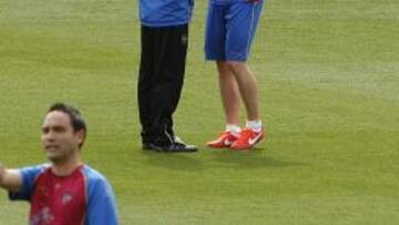 Juan Ignacio, con Lell en un entrenamiento.