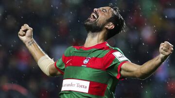 Maur&iacute;cio celebra el gol definitivo del Mar&iacute;timo. 