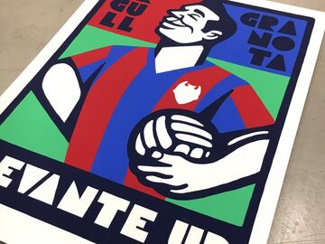 Jorge Lawerta is one of Spain's most distinctive illustrators and has worked producing visual campaigns for the likes of FC Barcelona and Valencia CF. This retro Levante UD print was commissioned as part of a BeIn Sports documentary and is available in li