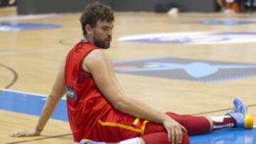 Marc Gasol, durante un entrenamiento de la Selección española.