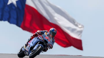 Austin (United States), 12/04/2024.- Spanish rider Marc Marquez of the Gresini Racing MotoGP Team in action during the practice session of the Moto3 category for the Motorcycling Grand Prix of The Americas at the Circuit of The Americas in Austin, Texas, USA, 12 April 2024 (Motociclismo, Ciclismo) EFE/EPA/ADAM DAVIS