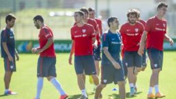 Valverde, en un entrenamiento del Athletic de Bilbao.