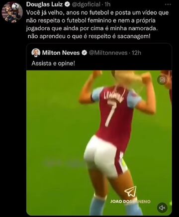 Douglas Luiz carga contra un presentador por opinar de su pareja, Alisha Lehmann