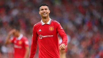 Cristiano Ronaldo of Manchester United in action during the Premier League match between Manchester United and Arsenal at Old Trafford.