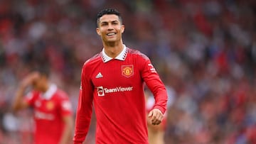 Cristiano Ronaldo of Manchester United in action during the Premier League match between Manchester United and Arsenal at Old Trafford.