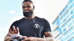 TAMPA, FLORIDA - DECEMBER 15: Tyron Woodley works out during a media workout at the Seminole Hard Rock Tampa pool prior to her December 18th fight against Jake Paul on December 15, 2021 in Tampa, Florida.   Julio Aguilar/Getty Images/AFP
 == FOR NEWSPAPER