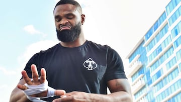 TAMPA, FLORIDA - DECEMBER 15: Tyron Woodley works out during a media workout at the Seminole Hard Rock Tampa pool prior to her December 18th fight against Jake Paul on December 15, 2021 in Tampa, Florida.   Julio Aguilar/Getty Images/AFP
 == FOR NEWSPAPER