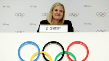 Olympics - 144th IOC Session - Costa Navarino, Pylos, Greece - March 20, 2025 Kirsty Coventry during the press conference after she was elected as the new president of the International Olympic Committee (IOC) REUTERS/Louisa Gouliamaki
