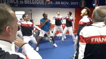 Jo-Wilfried Tsonga leads France's fearsome Davis Cup haka