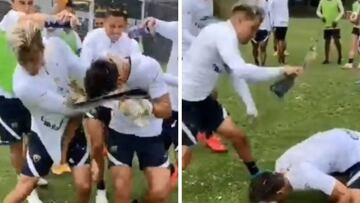 El intenso festejo de Mozo a Dinenno en su cumpleaños 26