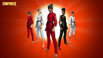 Arte oficial de los skins femeninos de Cobra Kai en Fortnite