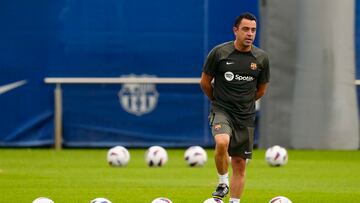 Xavi, en un entrenamiento en la Ciutat Esportiva Sant Joan Despí.