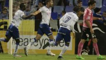 Ortuño celebra su gol frente al Tenerife.