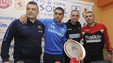 Xavi Pascual, José Javier González, Rafael Guijosa, y Carlos Viver, en la presentación de la Copa Asobal 2016.