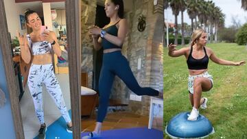 Julia Castro, Rita Arnaus y Lucía Martiño entrenando en casa durante el estado de alarma por coronavirus y compartiendo su rutina de ejerciciocon sus fans de Instagram.