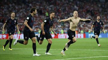 As&iacute; celebr&oacute; Vida el segundo gol de Croacia.