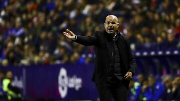 Levante UD manager PACO LOPEZ during spanish La Liga match between Levante UD vs Real Sociedad at Ciutat de Valencia Stadium on November 9, 2018.