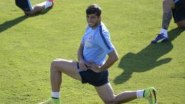 Ins&uacute;a, en un entrenamiento con el Atl&eacute;tico de Madrid.