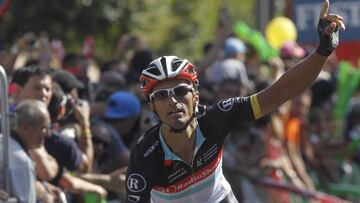Daniele Bennati celebra su victoria en la decimoctava etapa de la Vuelta a Espa&ntilde;a 2012 con final en Valladolid.