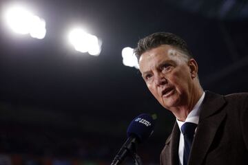 Dutch coach Louis van Gaal answers the press prior to the friendly football match Netherlands vs Germany at the Johan Cruijff Arena on March 29, 2022 in Amsterdam. (Photo by Koen van Weel / ANP / AFP) / Netherlands OUT