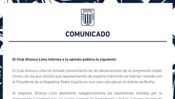 Alianza desmiente a Cortez: "Merecemos el máximo respeto"