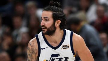 SALT LAKE CITY, UT - OCTOBER 2: Ricky Rubio #3 of the Utah Jazz brings the ball up court against the Sydney Kings in the first half of their preseason game at Vivint Smart Home Arena on October 2, 2017 in Salt Lake City, Utah. NOTE TO USER: User expressly acknowledges and agrees that, by downloading and or using this photograph, User is consenting to the terms and conditions of the Getty Images License Agreement.   Gene Sweeney Jr./Getty Images/AFP
 == FOR NEWSPAPERS, INTERNET, TELCOS &amp; TELEVISION USE ONLY ==