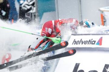 Kristoffersen sufre una espectacular caída después de ganar la Copa del Mundo de eslalon en la ciudad de Wengen, Suiza.