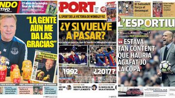 Portadas de los diarios Mundo Deportivo, Sport y L&#039;Esportiu del d&iacute;a 19 de mayo de 2017.