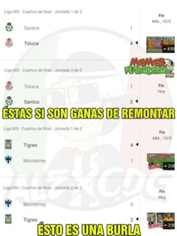 Los Memes celebran al Toluca y acaban con Santos Laguna