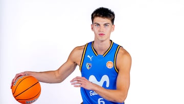 Lucas Giovannetti, escolta del Movistar Estudiantes, durante la sesión oficial para la temporada 2025-26.