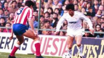 Juanito, durante un derbi entre Real Madrid y Atlético de Madrid.