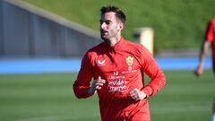 Leo Baptistao durante el entrenamiento de hoy de la UD Almería