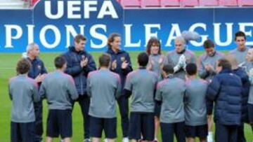 <b>CONFIANZA. </b>El equipo se ejercitó ayer en el césped del Camp Nou, sabedores de que tienen muy cerca la final de la Champions League.