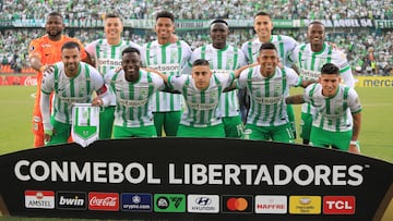 Players of Atletico Nacional pose for a picture ahead of the Copa Libertadores group stage football match between Colombia's Atletico Nacional and Brazil's Bahia at the Atanasio Girardot stadium in Medellin, Colombia, on May 14, 2025. (Photo by JAIME SALDARRIAGA / AFP) (Photo by JAIME SALDARRIAGA/AFP via Getty Images)