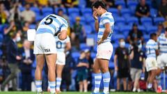 Gold Coast (Australia), 02/10/2021.- Pumas players react at the end of Round 6 of the Rugby Championship match between Argentina&#039;s Pumas and Australia&#039;s Wallabies at CBus Stadiumon on the Gold Coast, Queensland, Australia, 02 October 2021. EFE/E