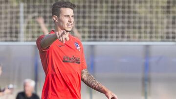 Mario Hermoso, en un entrenamiento de pretemporada del Atlético de Madrid.
