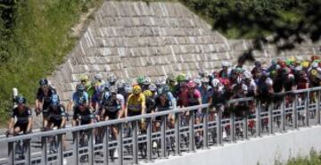 El pelotón recorriendo los 184 km de la etapa de hoy. 