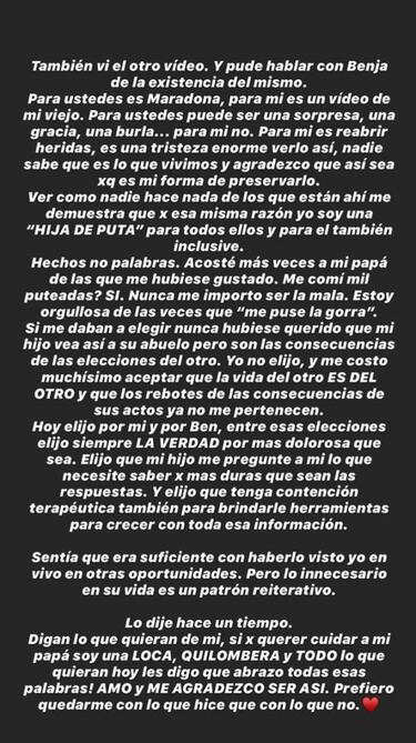 La tristeza de Gianinna tras ver el video de Diego Maradona bailando