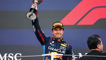 Sergio Perez (N11) of Mexico Oracle Red Bull Racing RB20 second Place during Race prior of the F1 Grand Prix of Japan at Suzuka International Racing Course on April 07, 2024 in Suzuka, Japan.