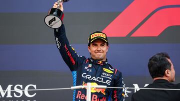 Sergio Perez (N11) of Mexico Oracle Red Bull Racing RB20 second Place during Race prior of the F1 Grand Prix of Japan at Suzuka International Racing Course on April 07, 2024 in Suzuka, Japan.
