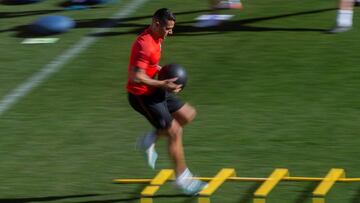 Vitolo, durante un entrenamiento del Atlético.