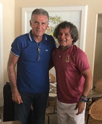 Carlos Queiroz y Alberto Gamero, técnico del Deportes Tolima, previo al duelo en la ciudad de Ibagué.