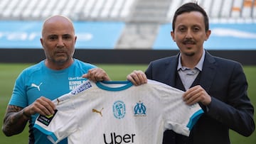 Jorge Sampaoli y Pablo Longoria.