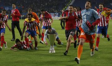 El Atlético, celebrando la Europa League de 2010.