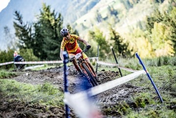 Rocío del Alba, durante el recorrido del Mundial MTB.